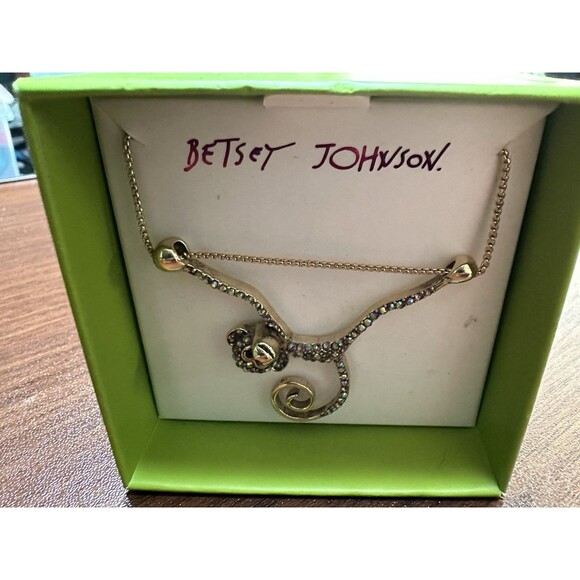 Betsey Johnson Jewelry - Betsey Johnson Gold Plated Welcome To The Jungle Upside Down Monkey Necklace New